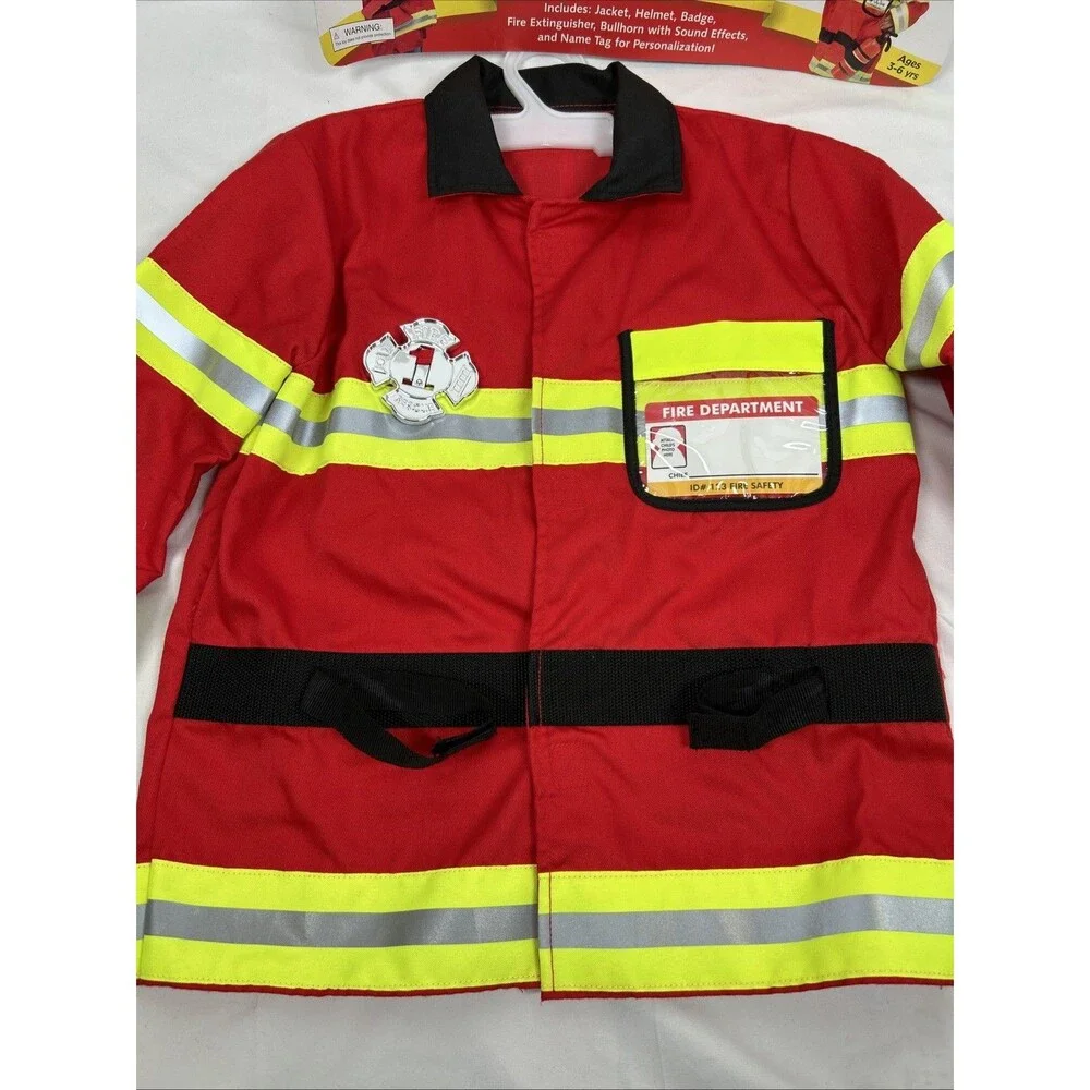 Melissa & Doug Fire Fighter Chief Fireman Costume Extinguisher Bullhorn Working